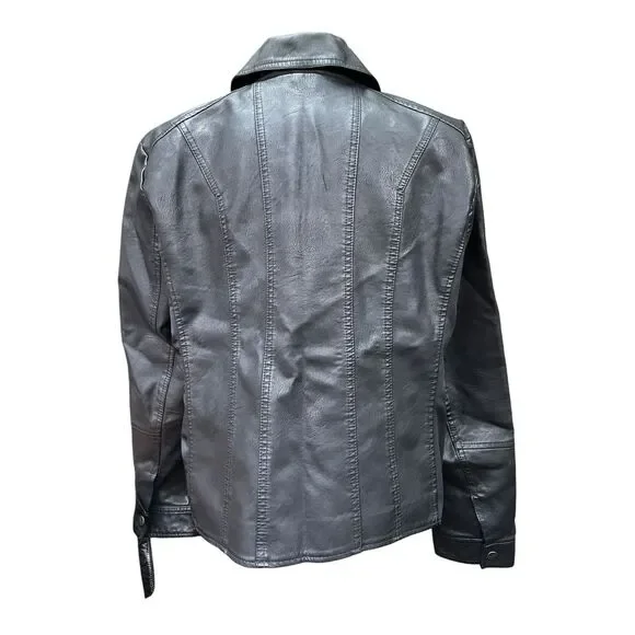 Baccini Sz XL Plus Black Moto Jacket Faux Leather Studded Punk Biker Grunge Rock - Picture 3 of 15